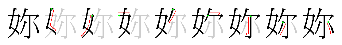 stroke order for 妳